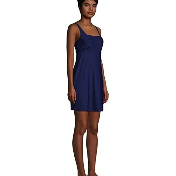 lands end swim dress Lands' End Lands' End Women's Swim Dress Surplice One Piece Swimsuit –  Secondipity main image 1